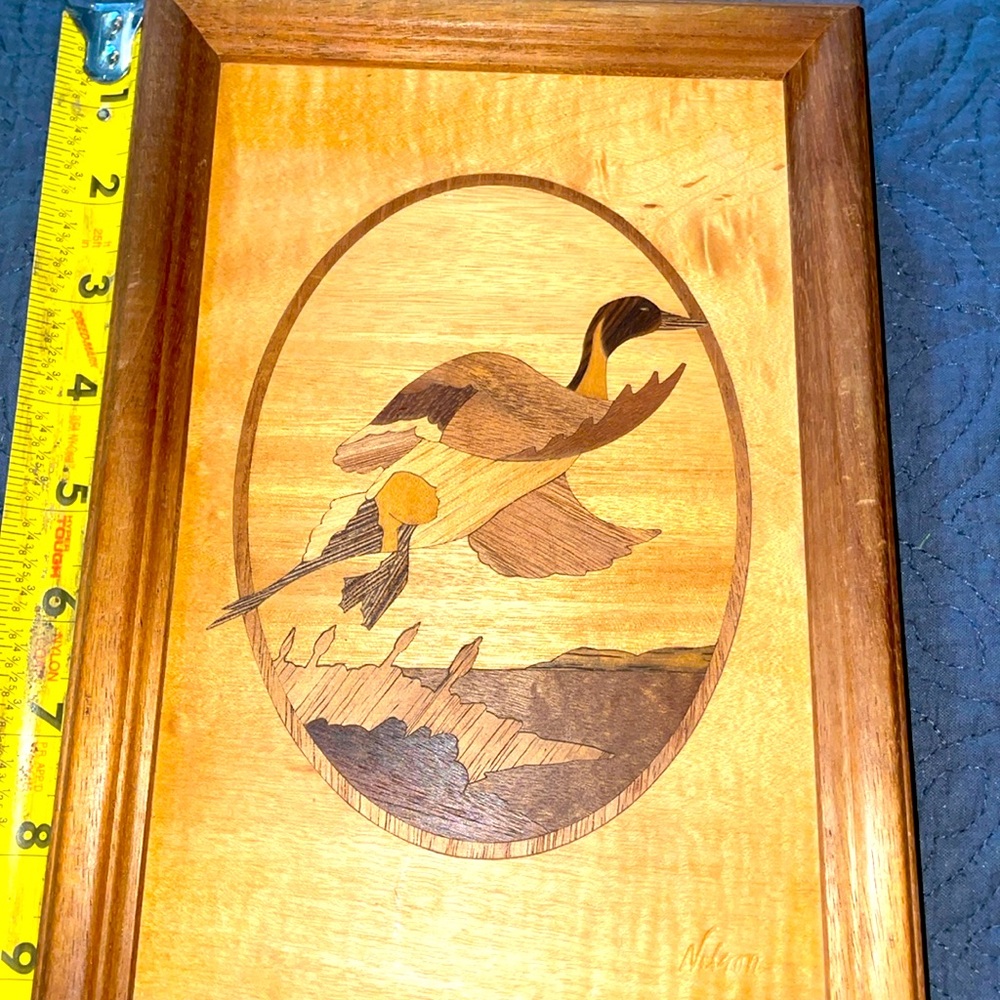 Vtg Jeff Nelson Mallard wood Marquette framed Hudson River Artist 110”6”
